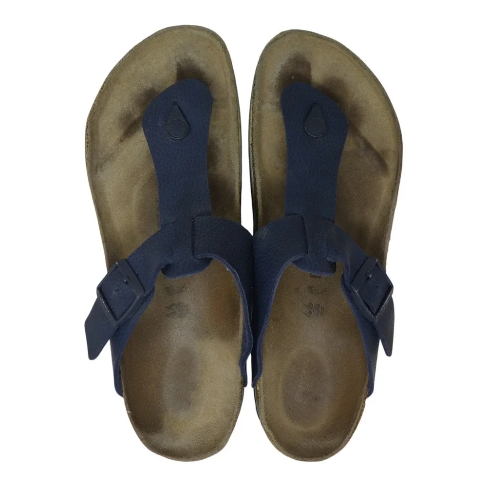 Birkenstock Gizeh Thong Sandals Mens 13 Blue Leather Cork Buckle Comfort